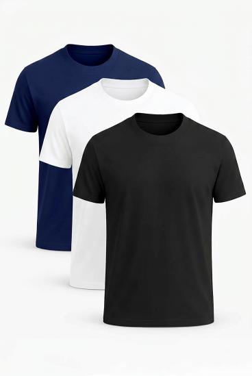 Set di tre T-shirt da uomo in cotone a maniche corte, vari colori