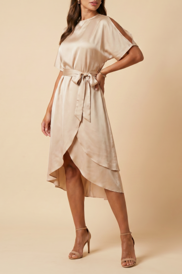 Elegante vestito midi con cut-out Thiena, colore champagne