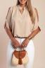 Elegante Blusa Larga con Scollo a "V", Beige