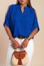 Elegante blusa larga con scollo a "V", blu reale