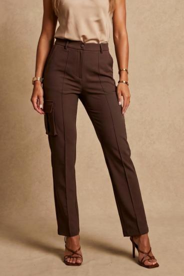 Pantaloni cargo con tasche, marroni