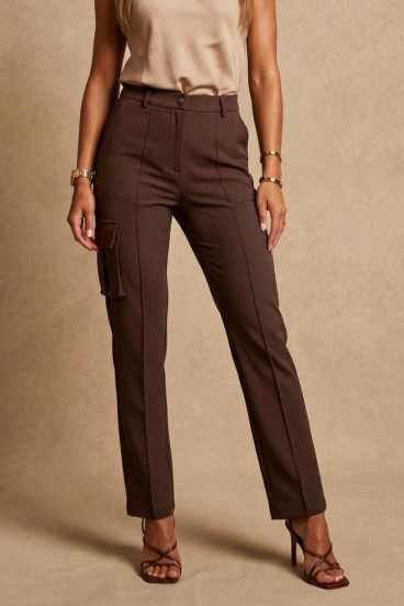 Pantaloni cargo con tasche, marroni