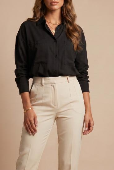 Camicia in viscosa, nera