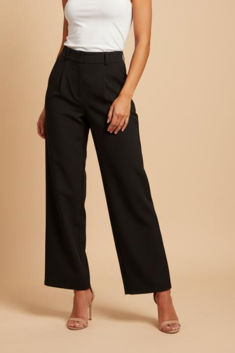 Pantaloni eleganti con vita elasticizzata, neri