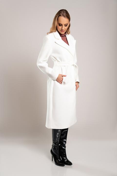 Elegante cappotto lungo con bottoni, bianco