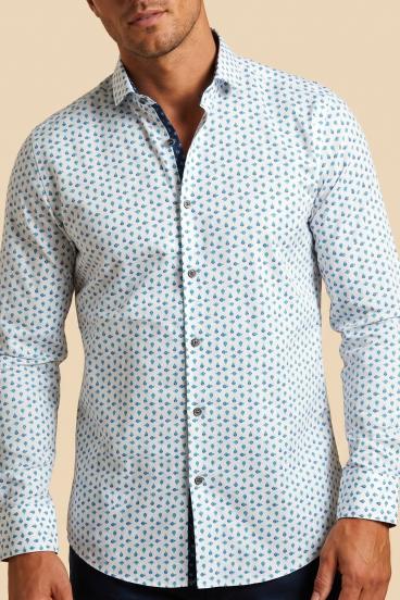 Camicia stampata da uomo, bianca