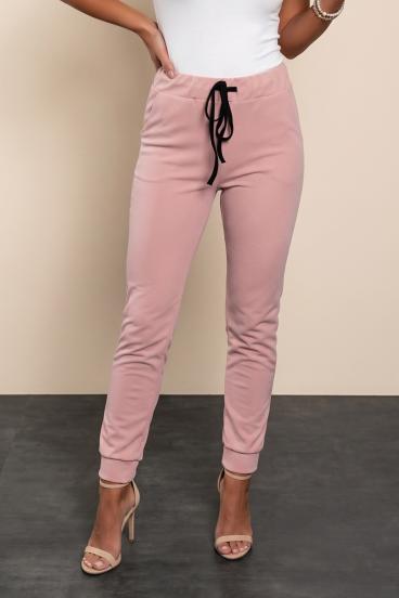Pantaloni con vita elasticizzata, rosa chiaro
