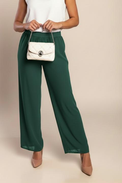 Pantaloni eleganti con vita elasticizzata, verdi