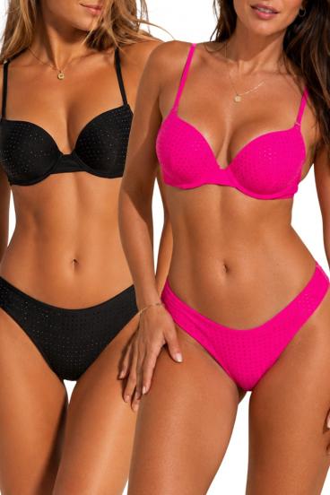 Set di due costumi da bagno, nero e fucsia