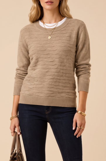 Maglione Girocollo da Donna, Kaki