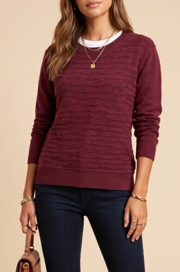 Maglione Girocollo da Donna, Borgogna