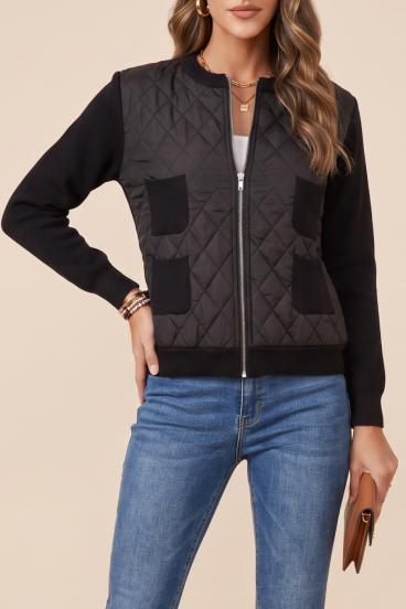 Giacca con zip in maglia, nera