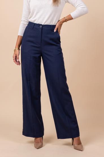 Pantaloni Eleganti a Gamba Dritta, Blu Scuro