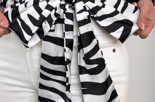 Elegante blusa con stampa  Roveretta, bianco e nero