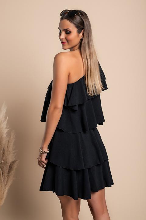 Elegante mini abito con balze Liona, nero