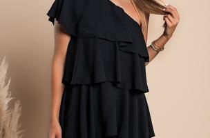 Elegante mini abito con balze Liona, nero