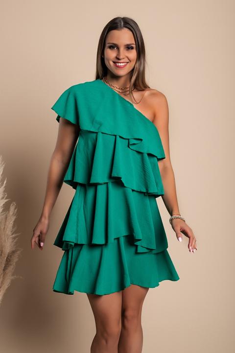 Elegante mini abito con balze Liona, verde