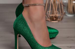 Scarpe con tacco alto con glitter, verde