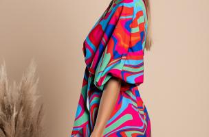 Elegante mini abito con stampa Toretta, multicolor