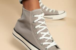 Sneaker alta fashion in tessuto, colore grigio