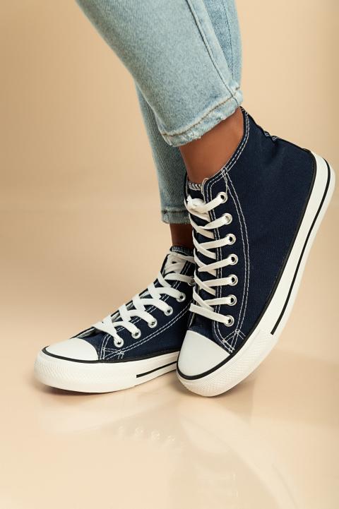 Sneaker alta fashion in tessuto, colore blu scuro