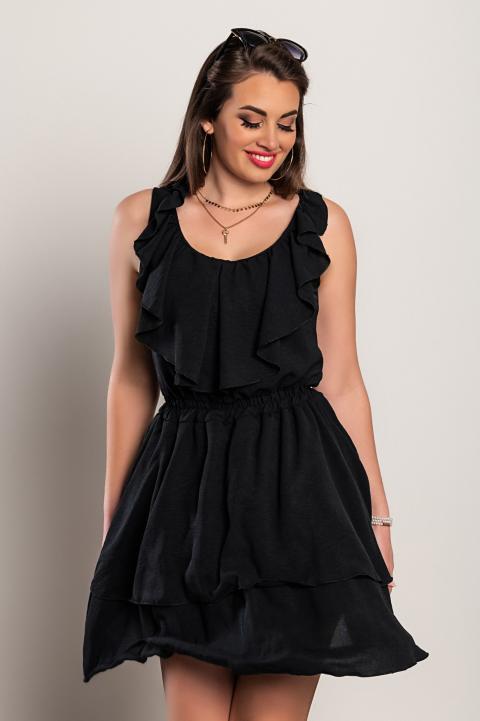 Elegante mini abito con balze Caltana, nero