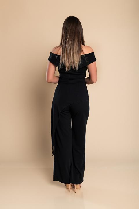Elegante set composto da top e pantaloni asimmetrici, nero