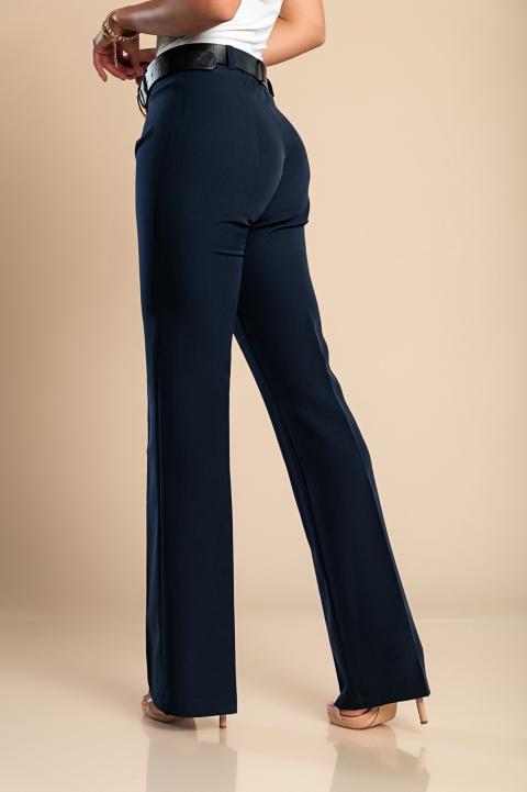 Pantaloni eleganti lunghi a gamba dritta, blu scuro