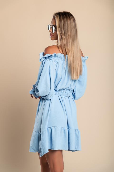 Elegante mini abito con volant Savelonna, azzurro