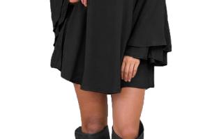 Vestito mini con maniche a campana Rania, nero