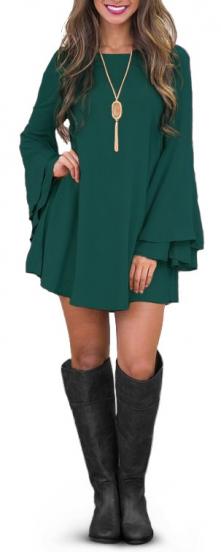 Vestito mini con maniche a campana Rania, verde