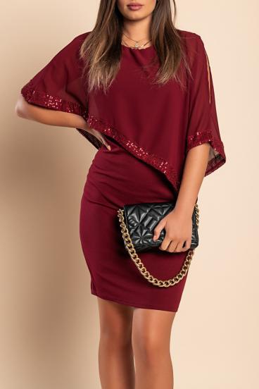 Vestito elegante con mantellina Arlet, bordo
