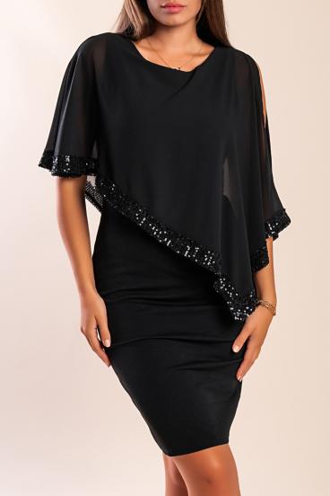 Vestito elegante con mantellina Arlet, nero