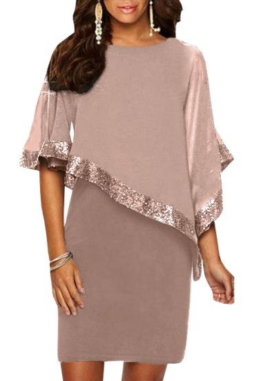 Vestito elegante con mantellina Arlet, rosa antico