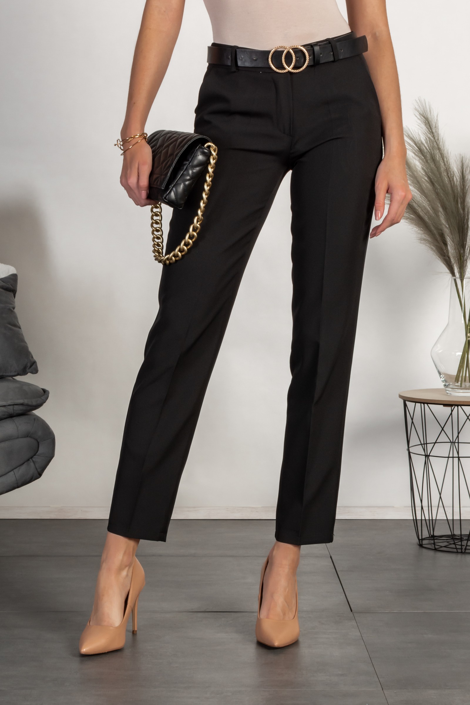 Pantaloni eleganti lunghi con pantalone dritto Tordina, nero --53%